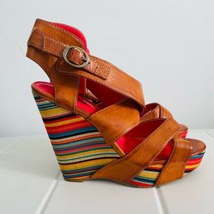 Rainbow colors wedge heeled sandals